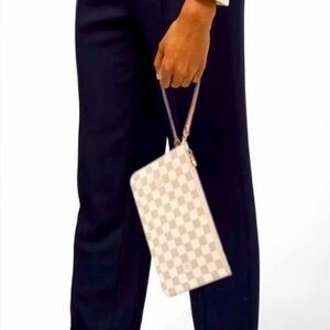 Authentic & Super Clean Louis Vuitton Azure Damier Logo Canvas Wristlet/Pouch